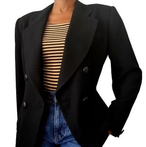 Classic Black Double-Breasted Blazer Size M